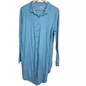 Motherhood Maternity Blue Long Sleeve High Low Button Down | Size Large